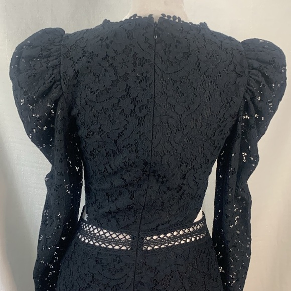 Express Black Lace Puff Sleeve Side Cutout Sheath Dress- NWT - Picture 12 of 16